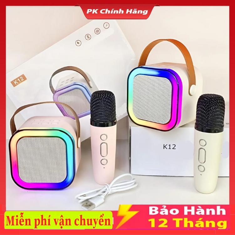  Bộ Loa Bluetooth + 2 Mic Không Dây Mini Hát Karaoke Tại Nhà K12 Có Thể Thay Đổi Giọng Dễ Sử Dụng 