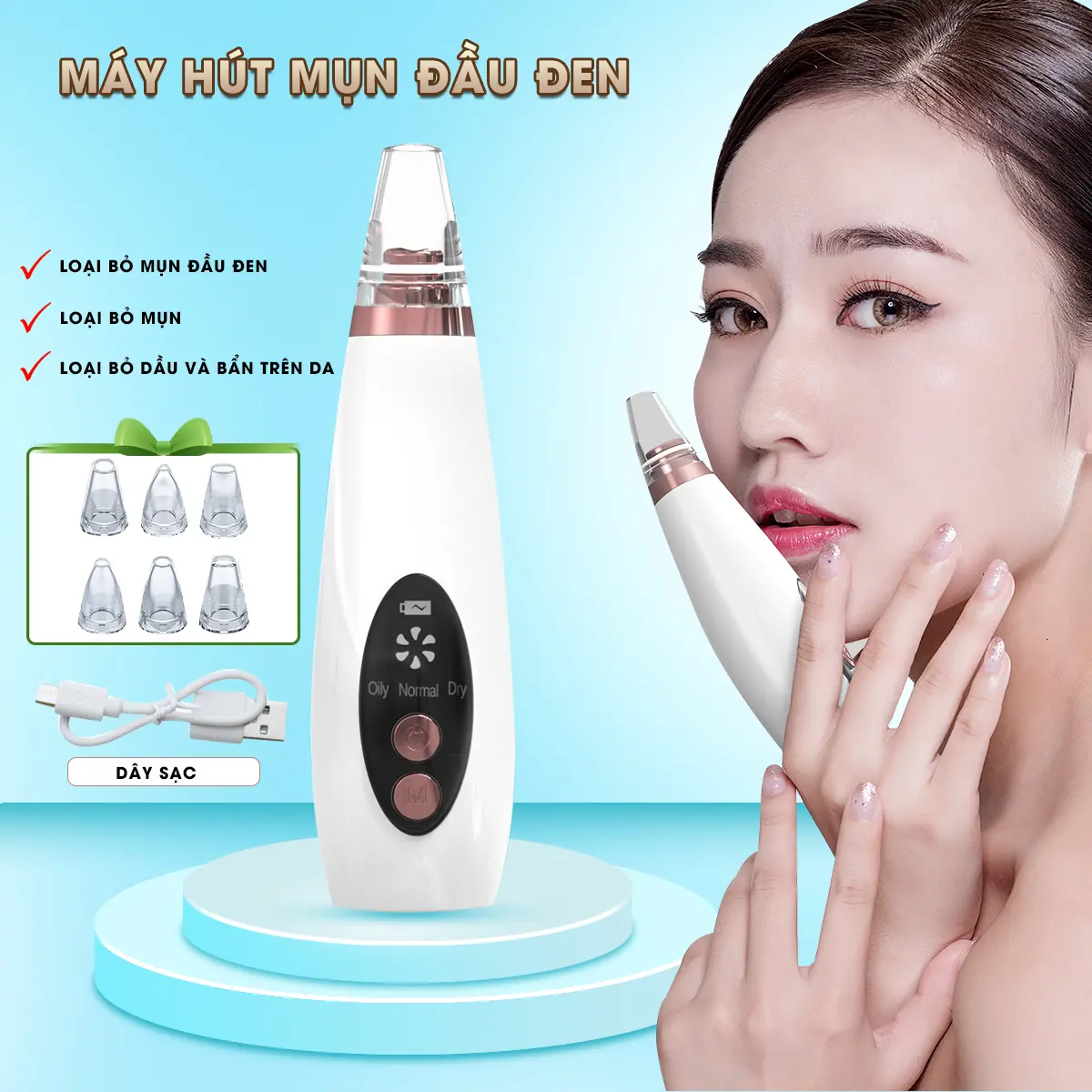 Máy Hút Mụn Đầu Đen Siêu Mạnh Hút Mụn Đầu Đen Mụn Cám Làm Sạch Bã Nhờn Skincare Nữ