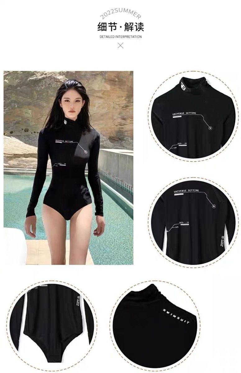 Product Introduction of Mosricci Internet Celebrity Same Style Long Sleeve Wetsuit Motorcycle Sports Conservative Sun Protection Slim Fit Slimming One-Piece Swimsuit for Women 4