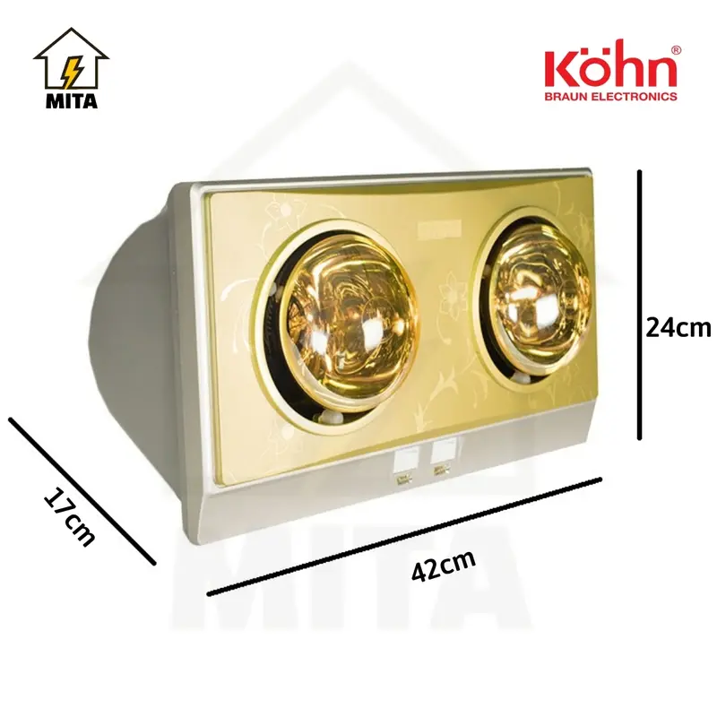 Đèn sưởi nhà tắm 2 bóng Kohn - Chính hãng bảo hành 5 năm - MITA 2