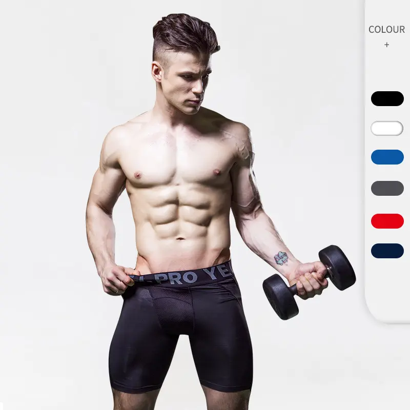 Men'S Sports Shorts Fitness Training Running Elastic Quick-Drying Mesh Breathable Tight Shorts