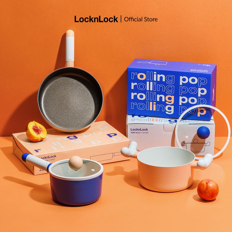 Nồi chảo chống dính LocknLock Rolling Pop LOP màu sắc trẻ trung, nồi kèm nắp, dùng được bếp từ