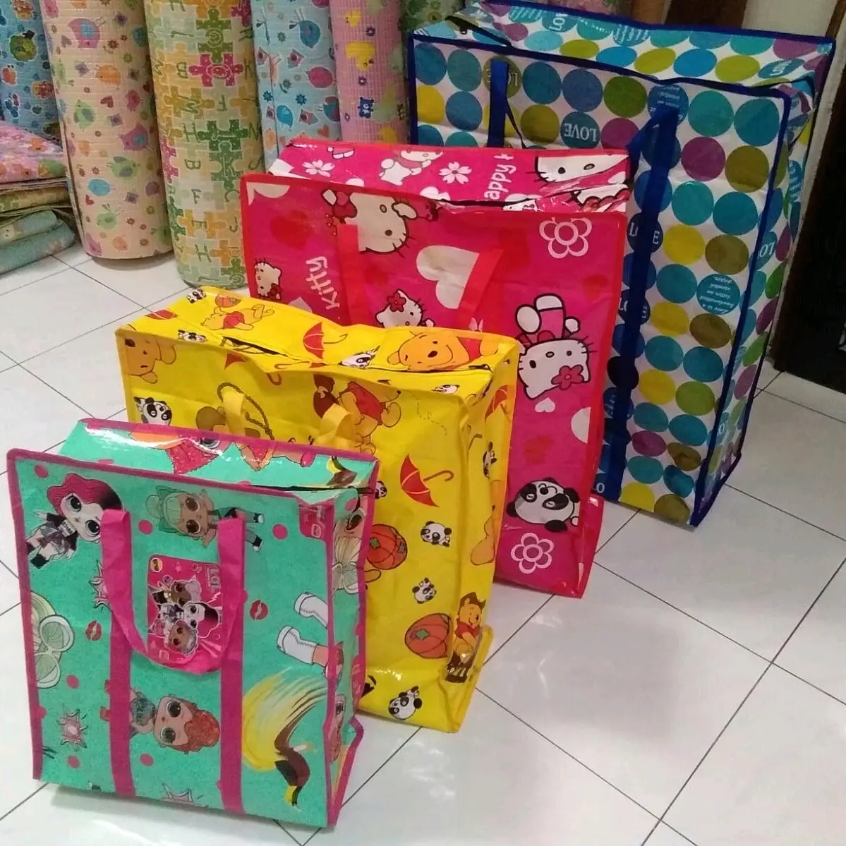 TAS BELANJA / TAS LAUNDRY / TAS KARUNG / TAS SERBAGUNA TERPAL TEBAL RESLETING BESAR GAMBAR POLOS