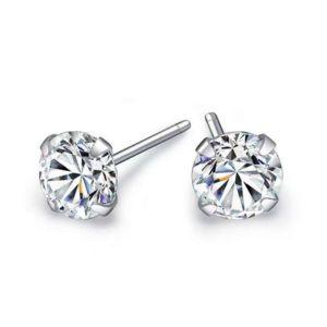 Khuyên tai bạc nụ đá Bạc Thanh Thủy lấp lánh nhỏ xinh bông tai bạc nam nữ nụ đá tròn Cucbic Zirconia size 2.5-8 li 3