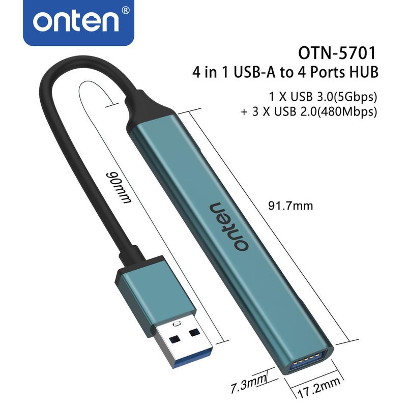 Bộ Chia USB 4 Trong 1 – 1 Cổng USB 3.0 5Gbps + 3 Cổng USB 2.0 – Tương Thích Laptop & PC 5