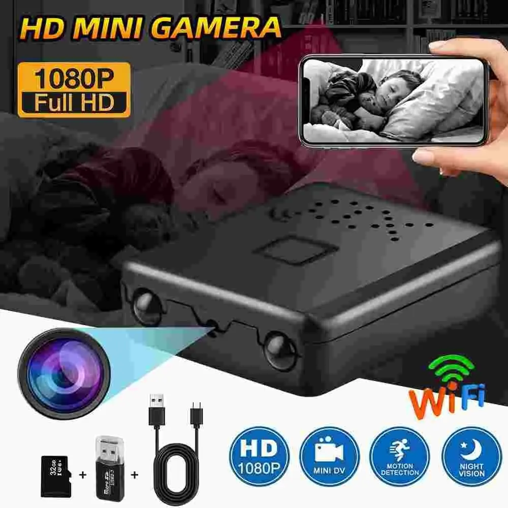 Mini Hidden Camera Home Security Nanny Cam Full HD 1080P DVR Night Vision Audio +32GB Card Cable