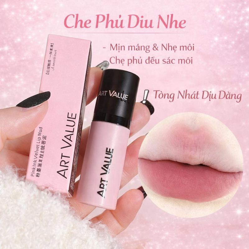 ART VALUE Son đất nhung Pink Ink Velvet chất kem mềm mịn kiểu nhung mờ tạo hiệu…