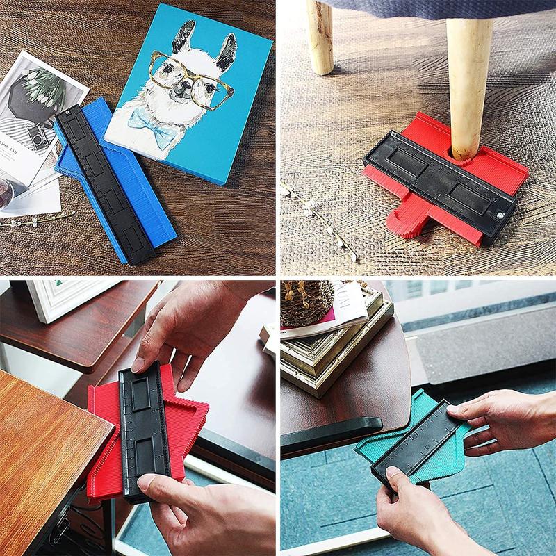 Product Introduction of 3 Pack Plastic Metal Profile Copy Gauge Contour Gauge Duplicator Standard Wood Marking Tool Tiling Laminate Tiles General Tools Contour Duplicate Gauge (6in+7in+11in, Green+Blue+red) 0