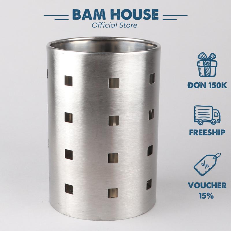 Ống đũa inox tròn Bam House sáng bóng có lỗ thông thoáng cao cấp ODT01 – Gia dụng bếp