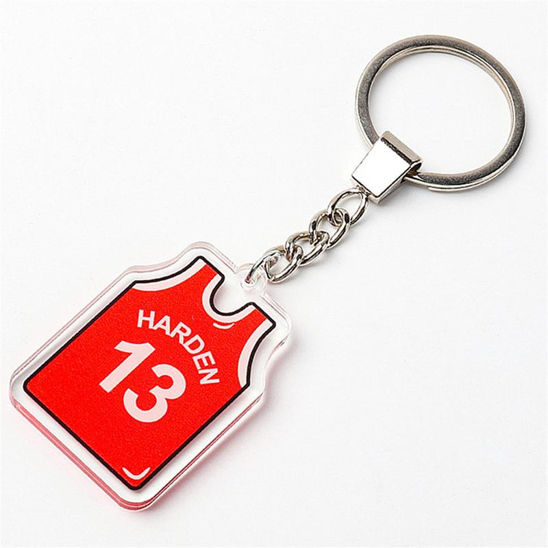 Product Introduction of Printed On Both Sides Jersey Shape Keychain Charms Sports Key Rings Basketball Fan Trinket Souvenir Accessories Gifts 27