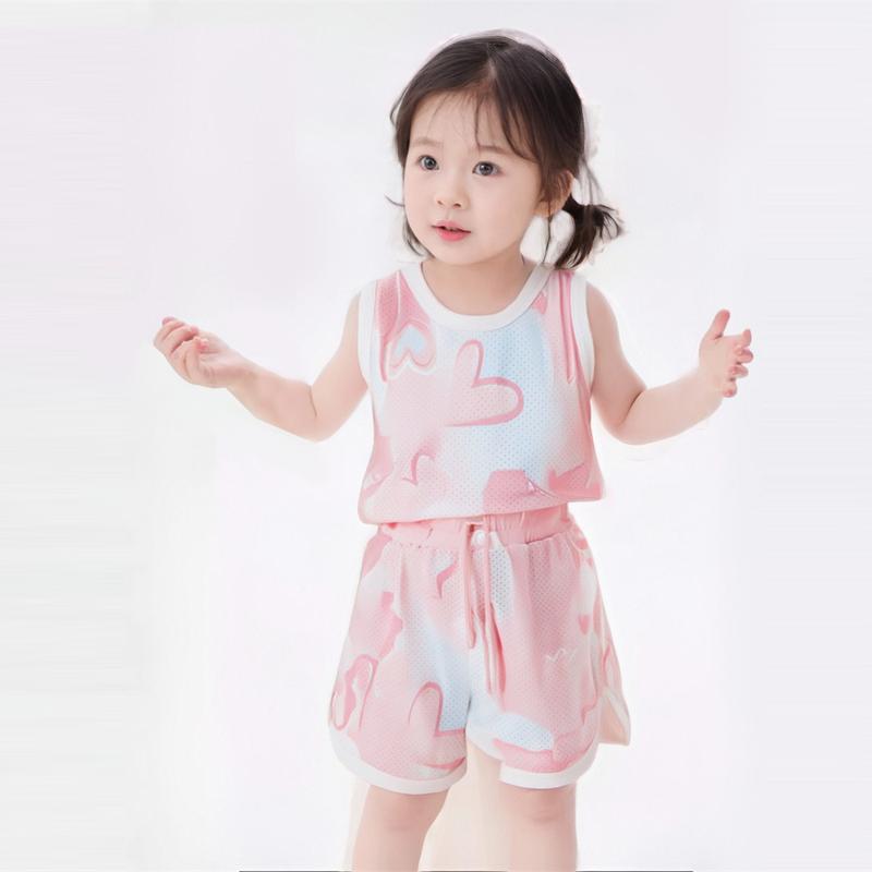 Product Introduction of Kids Girls Boys Clothes Cute Terno Sando Shorts Set Girl Sando Top Short For Baby  Boys Terno Pambahay Girls Clothes Unisex ﻿girl Mesh Breathable Suit Baby kids sando terno for girl w/shorts two piece set 24