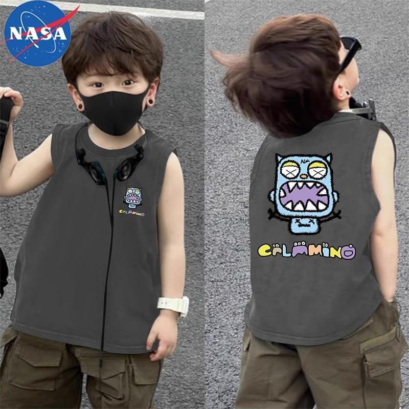 Áo Vest Mỏng Cho Trẻ Em Lớn, Thiết Kế NASA, Dành Cho Bé Trai, Áo Phông Mùa Hè, Hàng Mới Về, Màu Đen, Phong Cách, Không Tay, Làm Bằng Bông, Hợp Xu hướng 2