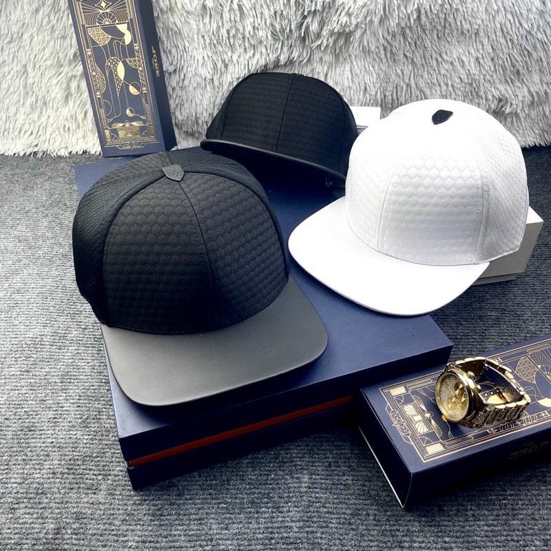 Mũ Snapback màu đen trắng phối lưới khóa bấm kim loại - Mũ kết nam chất liếu phối da trẻ trung H59