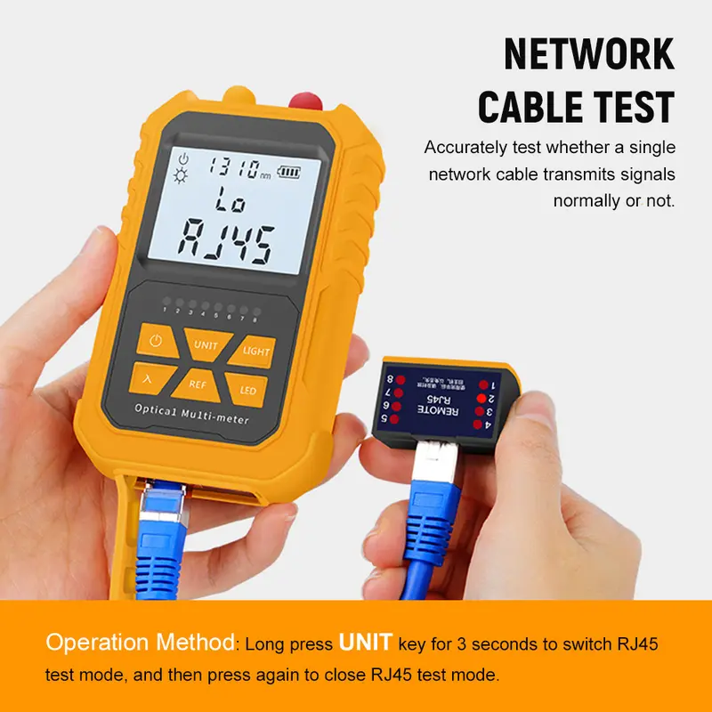 Máy đo công suất quang cầm tay, với đèn đỏ 5km, -70 ~ + 6dBm, Máy kiểm tra công suất quang mini, Máy kiểm tra cáp mạng, Máy đo công suất ánh sáng kỹ thuật số Cầm Tay với 7 bước sóng quang tùy chọn 1
