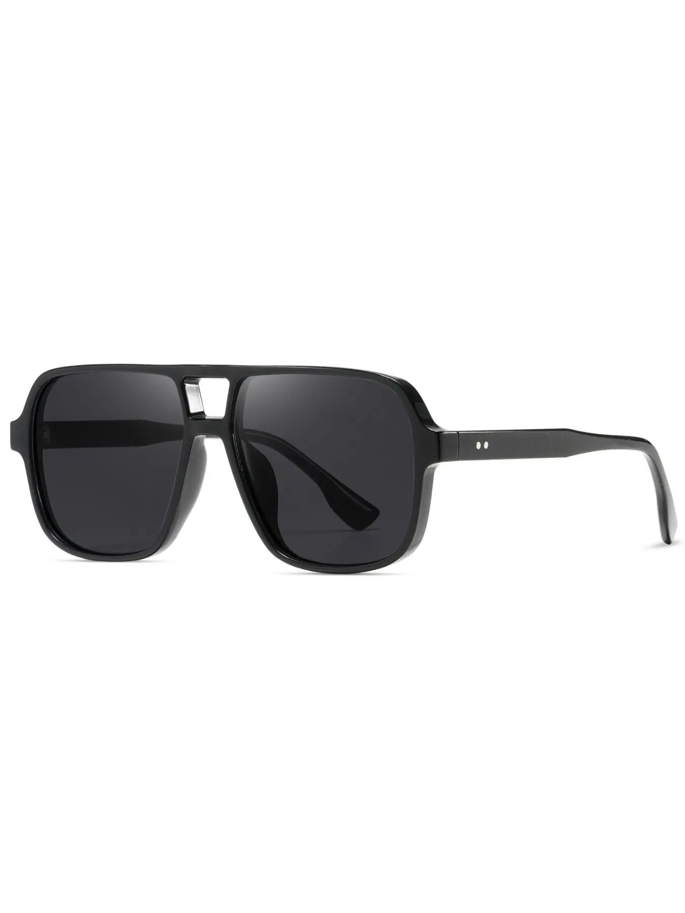 Unisex Vintage Flat Top Aviator Polarized Sunglasses, Trendy Casual Double Bridge Sunglasses for Everyday Use, Fashion Accessories for Outdoor Activities, Men, Gifts for Wife