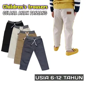 Paket Hemat 3pcs Celana Panjang Rib Anak Laki Laki 5-12 Tahun Bahan Katun model  Slim-fitting  Fashion