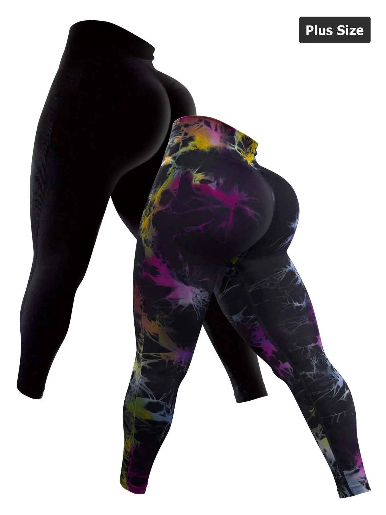 【Plus Size】 Solid / Tie Dye Print High Waist Sports Leggings, Casual Comfy Breathable Skinny Pants for Yoga Gym Workout, Women's Sport & Outdoor Clothing for All Seasons