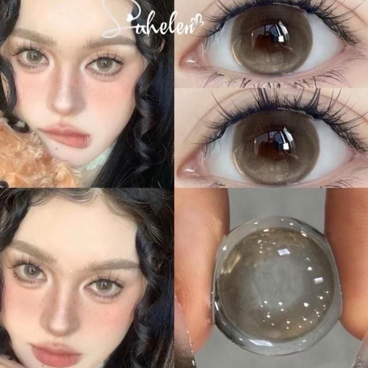  LENS  CẬN O-7 Dia: 14.5   KÍNH ÁP TRÒNG XÁM Nâu  Gray Nelly  Lens Mắt  Suhelen 