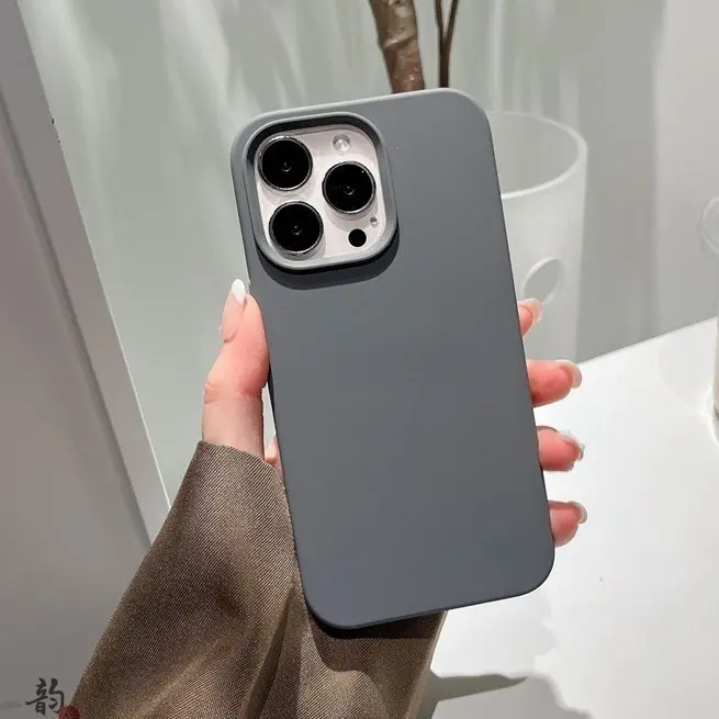 Couple Fashion Stone Grey Non-slip Liquid Matte Silicone Phone Case for IP IPhone 7 8 14 15 Plus X XR XS Max 11 12 13 14 15 Pro Max 11prm 12prm 13prm 14prm 15prm for Girl