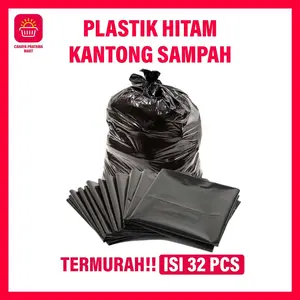 KANTONG SAMPAH / PLASTIK SAMPAH HITAM ISI 32 LEMBAR MURAH TrashBag Kresek sampah PLASTIK HITAMTEBAL ANTI BOCOR PLASTIK DAPUR Plastik Packing Hitam EKONOMIS TEBAL AWET UKURAN BESAR