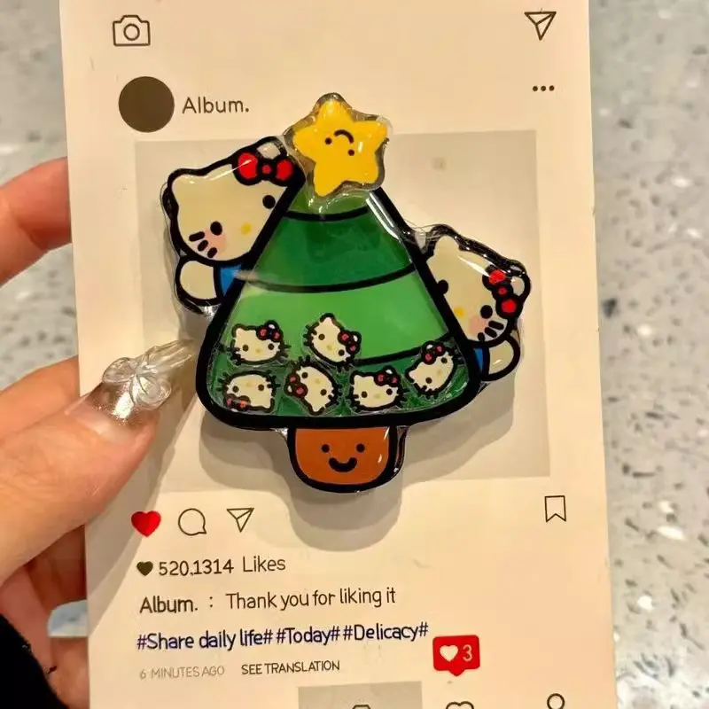 Ốp Điện Thoại Túi Khí Âm Nhạc Đu Đưa, Thiết Kế Cây Thông Noel Kitty Dễ Thương, Có Giá Đỡ Và Keo, Co Giãn Hoạt Hình, Cầm Tay Và Có Thể Chảy 4