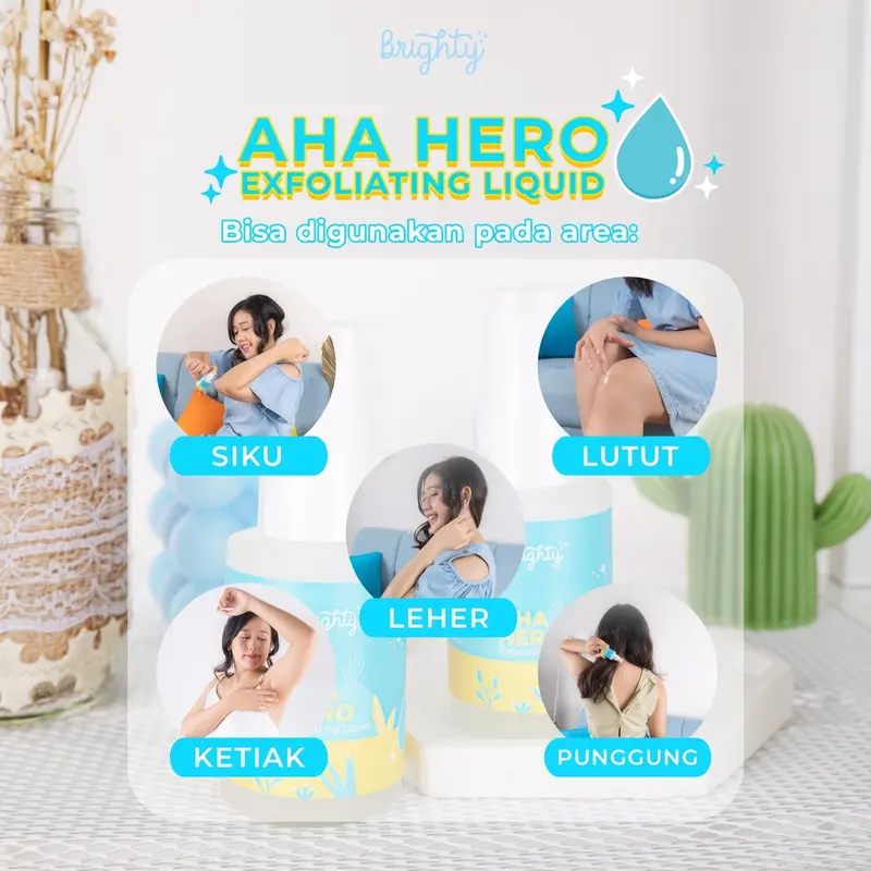 Brighty Aha Hero Serum X Underarm Scrub Exfoliating Liquid Perawatan Tubuh Melembutkan 4