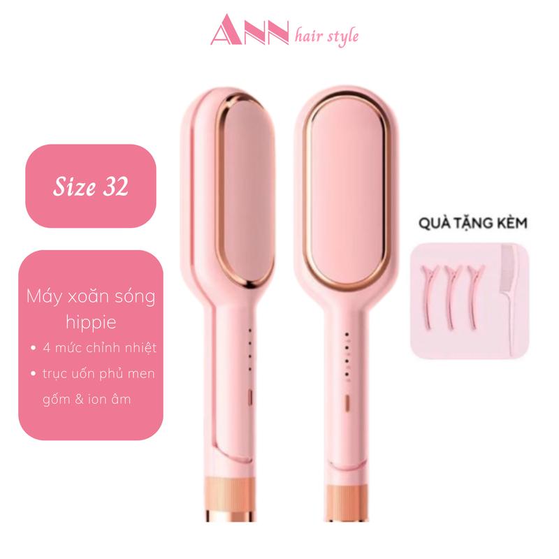 Máy uốn xoăn sóng nước 2 trục màn LCD hiện nhiệt cao cấp size 32mm