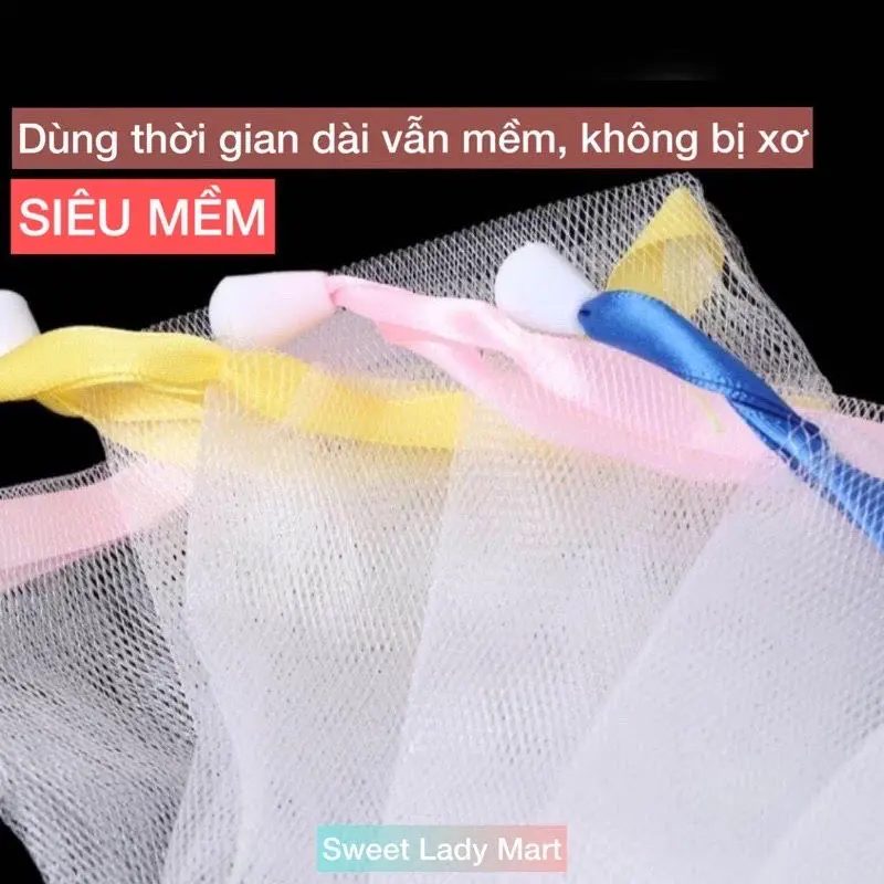 100 Túi Lưới Tạo Bọt Đựng Xà Phòng Mềm Mại Dày Dặn Tẩy Tế Bào Chết Size To 9.5cm*15cm Nhiều Màu Sắc SỈ TOÀN QUỐC (không phải loại size nhỏ, xơ thô cứng) 2