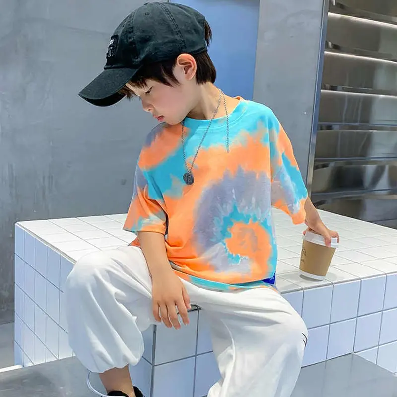 Áo Thun Hip Hop Ngầu Cho Trẻ Em, In Graffiti Nhiều Màu Sắc, Áo Phông Ngắn Tay Dáng Rộng Vừa Vặn Cho Bé Trai Và Bé Gái, 120-170CM, Còn Hàng Và Vận Chuyển Nhanh 4