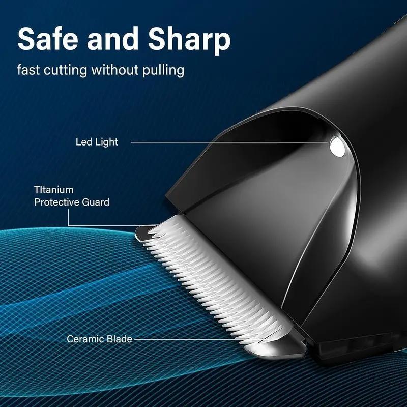 Men's USB Charging Electric Hair Trimmer, 1 Set Waterproof Beard Shaver, Body Hair Trimmer for Men's Daily Use 6