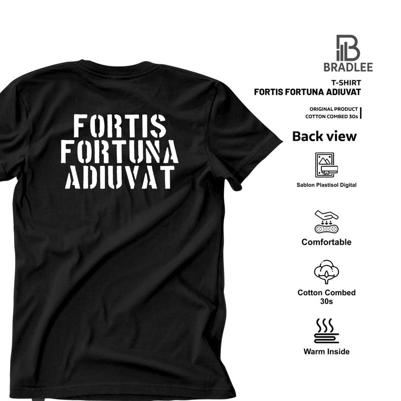 Kaos Dewasa Fortis Fortuna Adiuvat Artis John Wick Keberuntungan Hanya Berpihak Pada Yang BeranI T-shirt Sablon Pria Wanita Standar Distro Katun Combed 30s 2