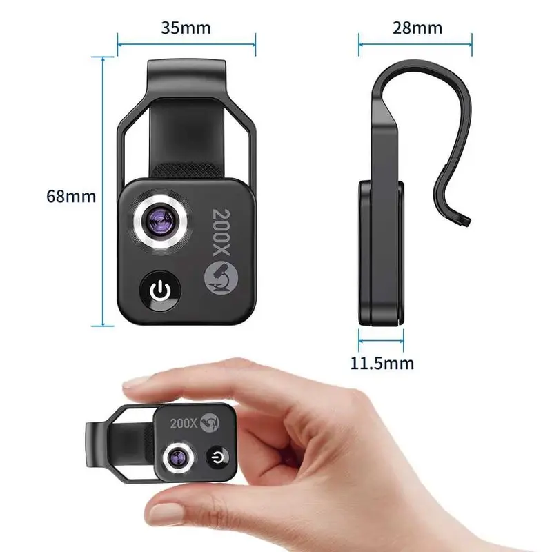 Lensa Makro 200X Fotografi Profesional Telepon Lensa Kamera lampu led Lens 6