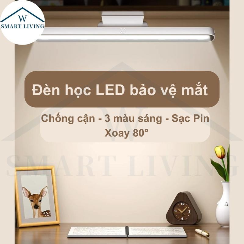 Đèn học LED xoay 80° bảo vệ mắt hỗ trợ chống cận sạc Pin tích điện USB 3 chế độ sáng đèn làm việc máy tính gắn tường phạm vi chiếu sáng rộng không chói mắt