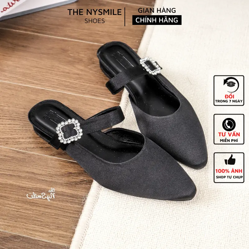 Dép sục nữ khóa vuông trendy , sục mũi nhọn - THENYSMILE - JICKI 0