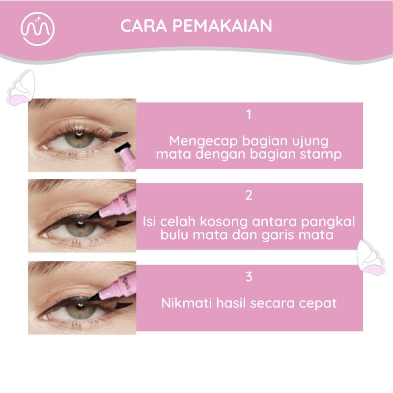 Stamp Seal Eyeliner 2 in 1 Minipink Liquid Pensil Hitam Fairy Winged Pencil Black Waterproof MP018 5