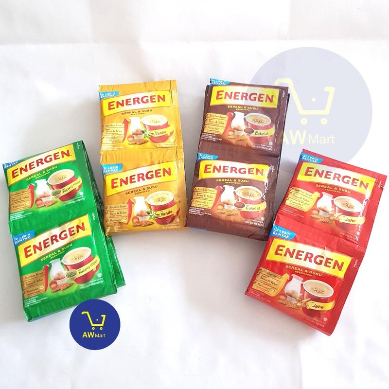 ENERGEN RENCENG ISI 10 SACHET X 32 GRAM, ENERGEN SERAL VANILA COKLAT KACANG HIJAU 10 PCS X 34GR 4