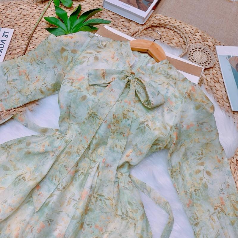 Đầm tiểu thư cổ nơ tay dài. Đầm đi tiệc. Đầm vintage  B314 B483 0