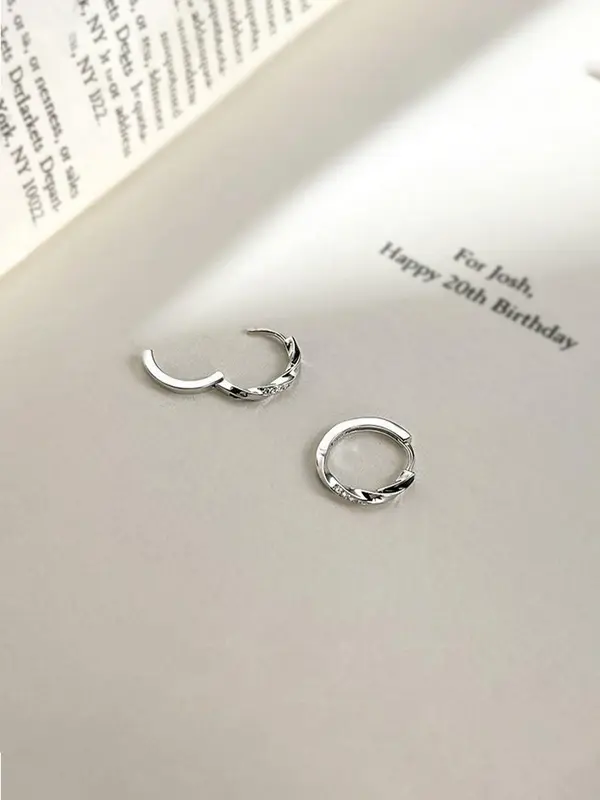 S925 Sterling Silver Hoop Earrings, Fashionable Zirconia Decor Earrings for Women & Girls, Trendy All-match & Exquisite Jewelry for Birthday Gift 8