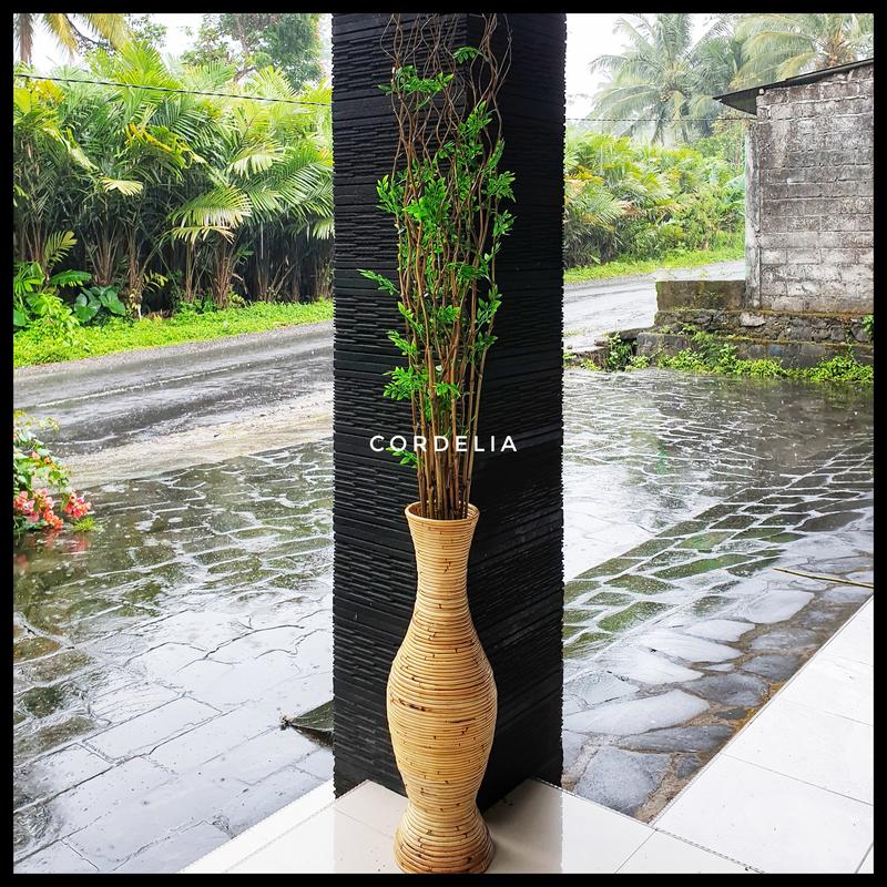 10 Batang Bambu Ulir Natural Variasi Daun  (Tidak Termasuk Vas/Pot) 5
