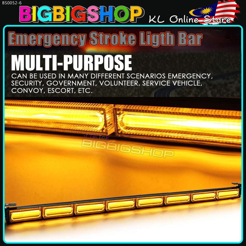 Product Introduction of Car Emergency Light Bar (118CM) 12V-24V DC LED Amber Blue Flashing Light Lampu Strobe Kereta Lorry Van Work Lights Automotive 11