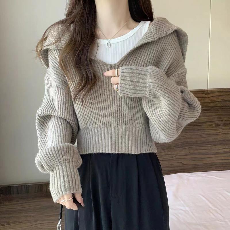 Áo Len Áo Chui Đầu, Cổ Thủy Thủ, Dày Dặn, Hàng Mới Về Mùa Thu, Dành Cho Phụ Nữ, Cỡ Nhỏ Dáng Rộng Và Thường Ngày, Dài Ngắn, Có Thể Mặc Ngoài Trời 1