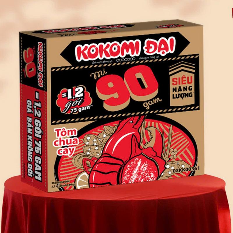 Mì Kokomi Đại 90 Tôm Chua Cay - Thùng 30 gói (30 góix 90g) Miến Food mỳtôm
