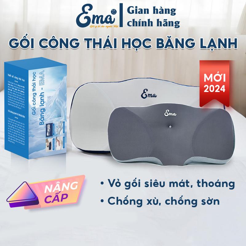  Gối công thái học EMA Size M  - Chất liệu cao su non  bảo vệ toàn diện cổ vai gáy khi ngủ 