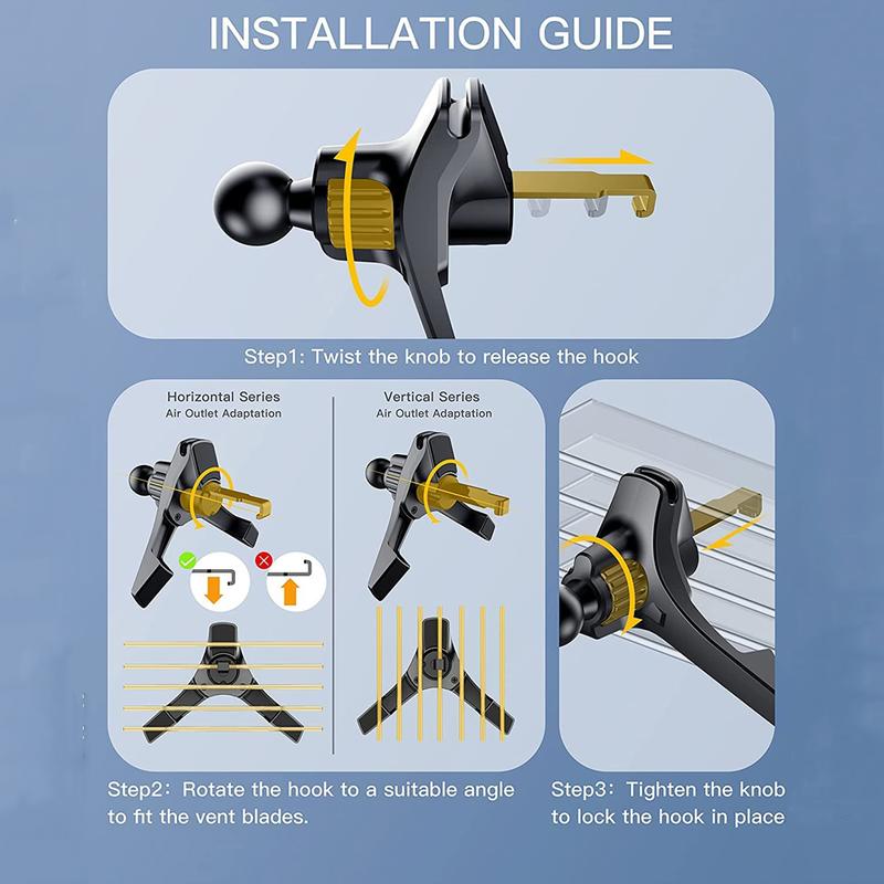 Car Air Vent Clip Cell Phone Holder Universal 17mm Ball Head Car Air Outlet Hook Clamp Accessories For Magnet Car Phone Bracket Smartphone Cellphones Mount Stand 5