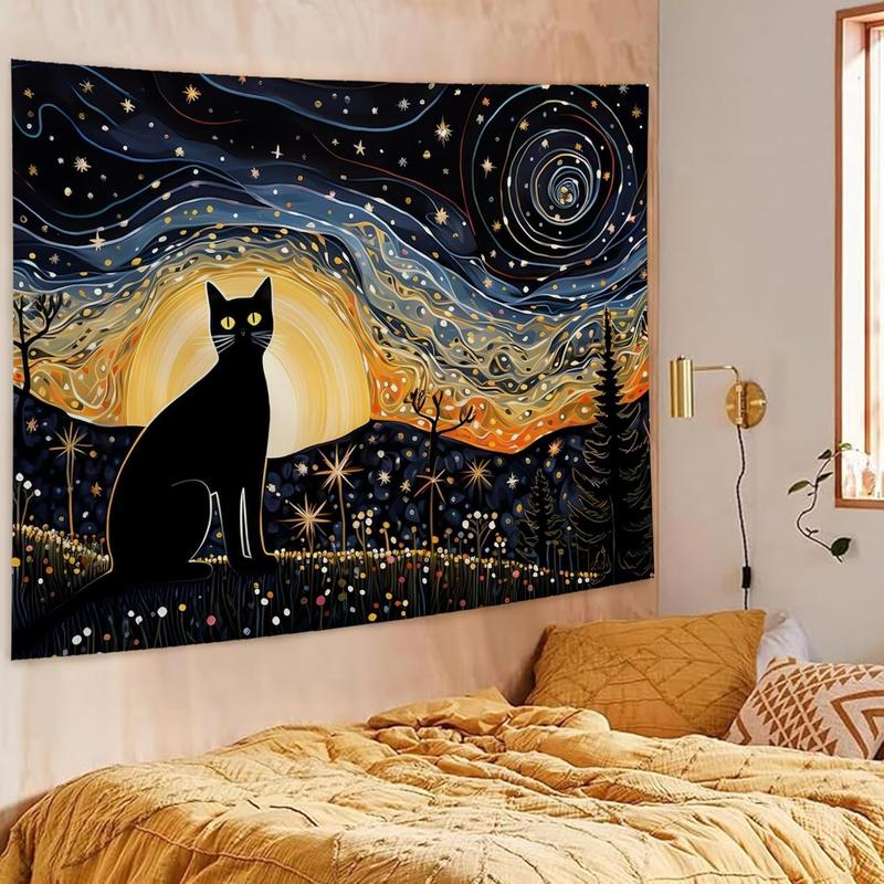 TikTok Shop Black Starry Night Tapestry Tapestry Wall Hanging for Bedroom Living Room Aesthetic Wall Blanket Decor Black Decor 50x60 Inches