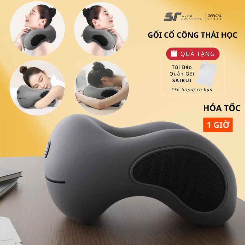  Gối Cổ Văn Phòng Chữ U Kê Cổ Cao Su Non Công Thái Học Chống Đau Mõi Vai Gáy Tựa Cổ Đi Máy Bay Ô Tô Du Lịch - Sairui 