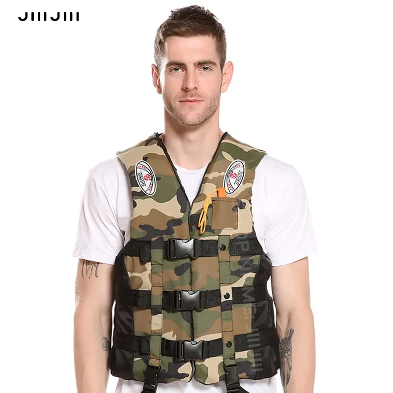 JIIIJIII Large buoyancy life jacket Plus size survival vest Thickened neoprene fabric Children and adults outdoor sports goods Suitable for surfing, rafting and swimming