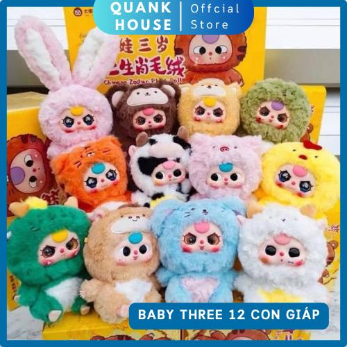   BLINDBOX  Baby three 12 CON GIÁP- Gấu Bông - Đồ Chơi Thú Nhồi Bông Động Vật - Quà Tặng Trang Trí Độc Đáo Toy ton  ton Phát Nhạc bé  ba 