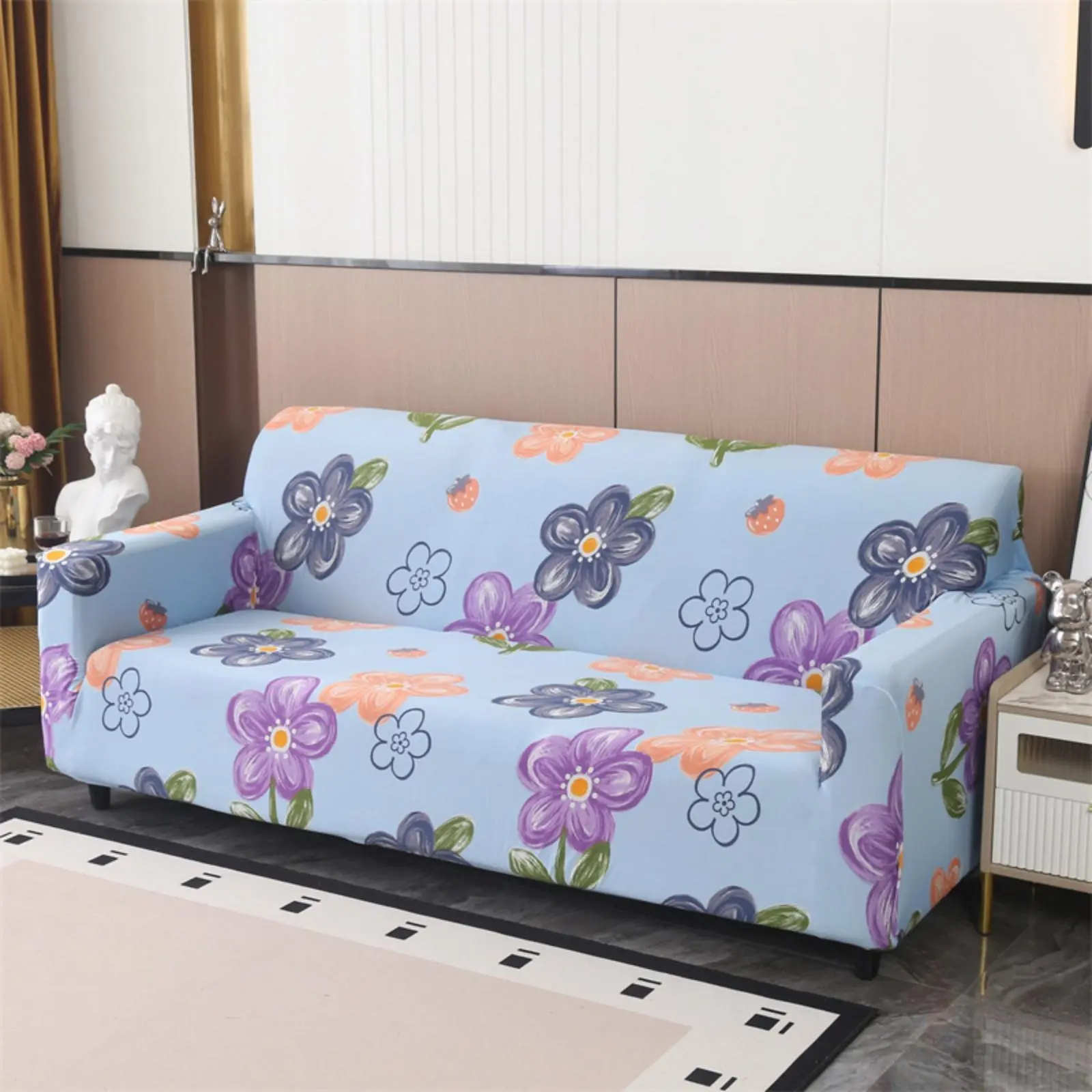 Floral Print Sofa Cover, 1/2 Counts Soft Comfortable Sofa Slipcover, Sofa Protector for Home Living Room, Home Decor