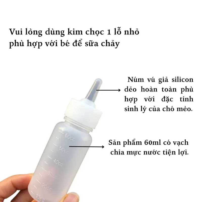 Bình ti sữa cho chó mèo sơ sinh - bình mớm sữa cho cún, mèo con - lutpet 3